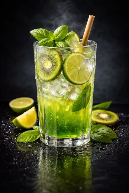 Blueberry mint iced drink