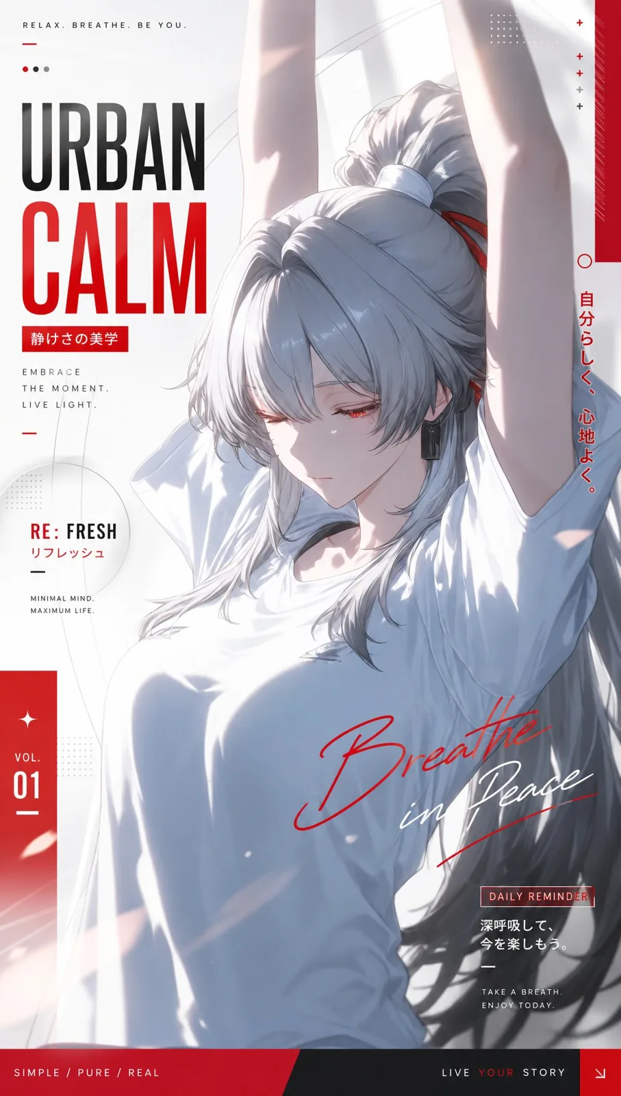 Japanese minimalist urban calm fashion poster — After