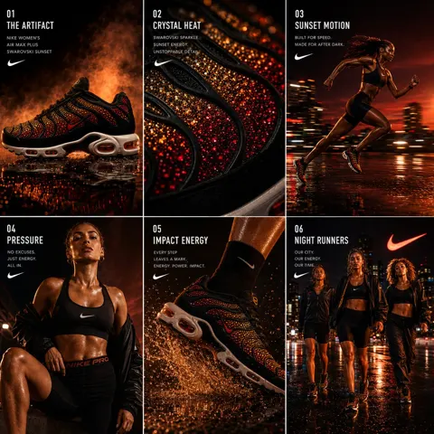 Nike women air max plus swarovski sunset campaign
