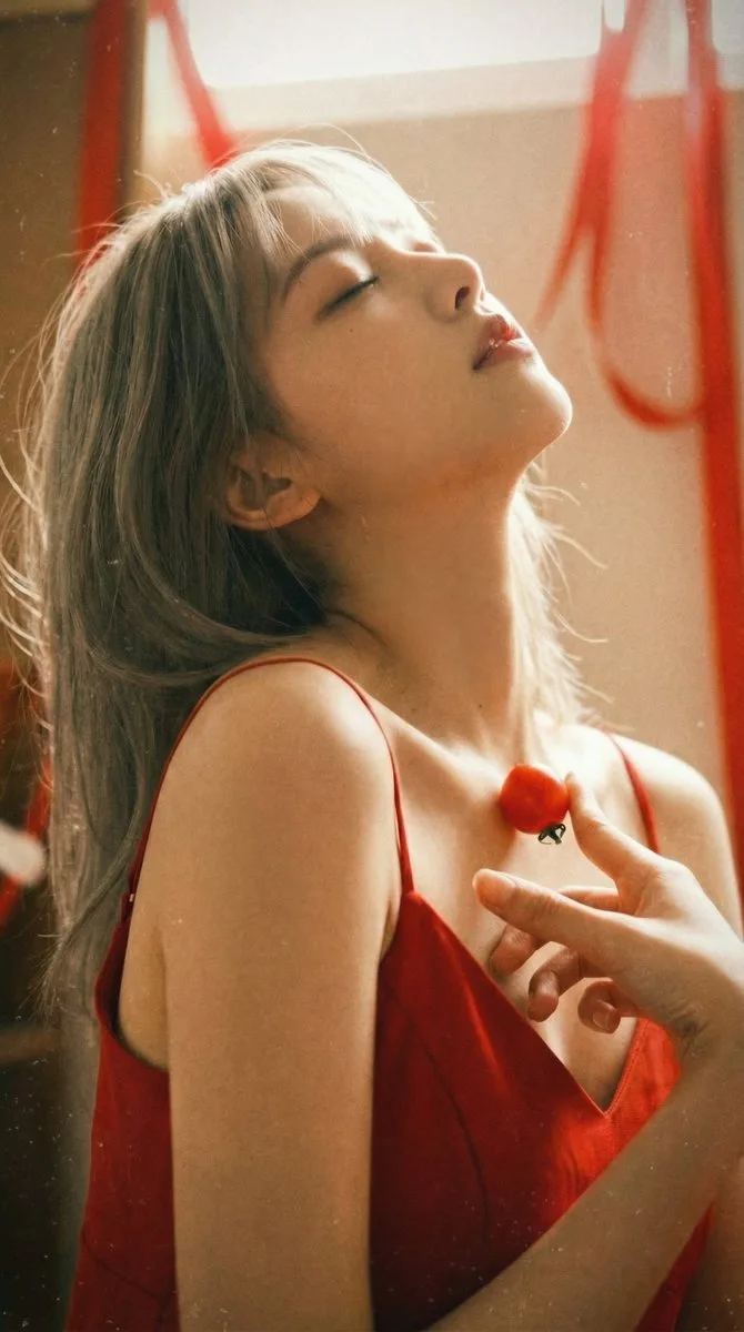 Backlight red dress japanese — Sonra