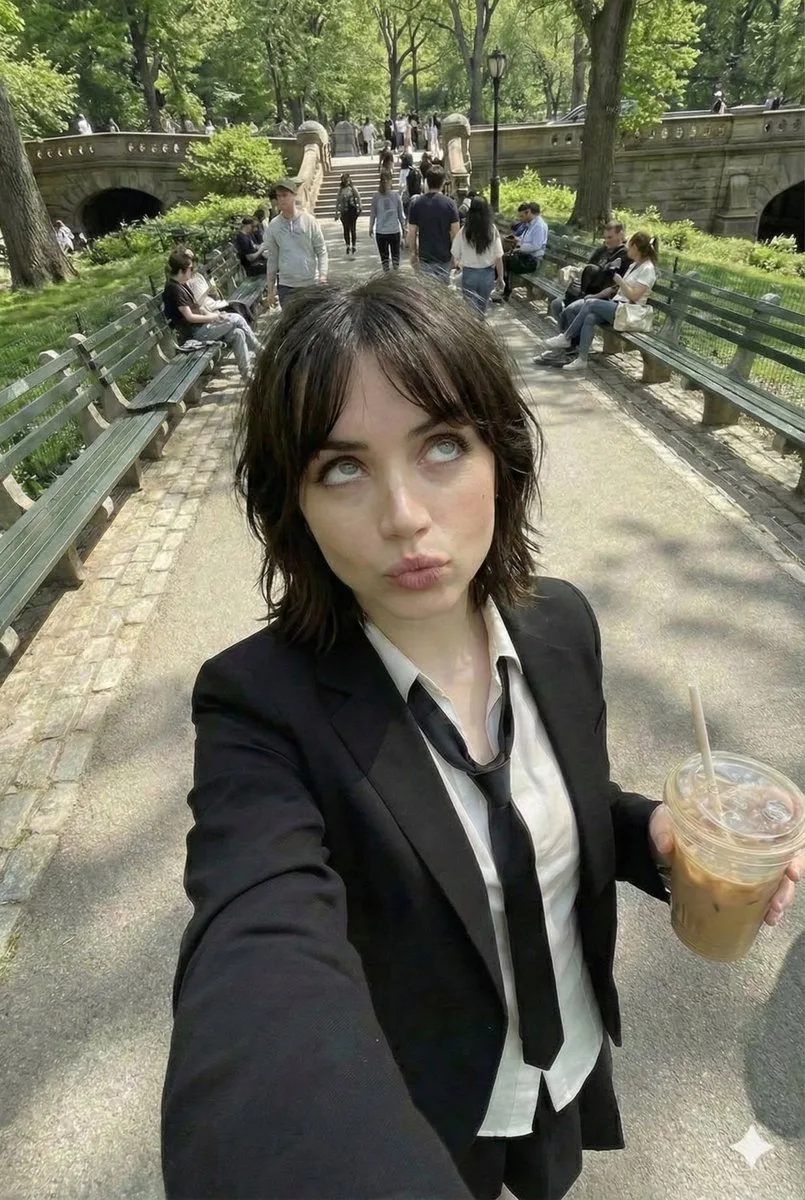 Dappled shadows freckled girl coffee — After