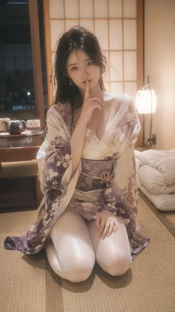 Japanese kimono boudoir fashion portrait