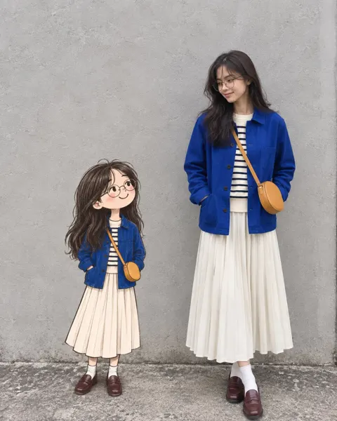 Realistic fashion editorial with hand drawn illustrated counterpart