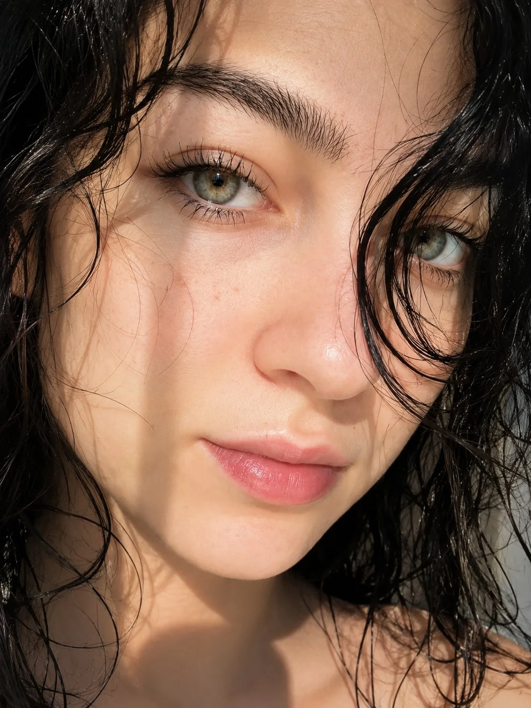 Ultra realistic beauty portrait sage green eyes — After