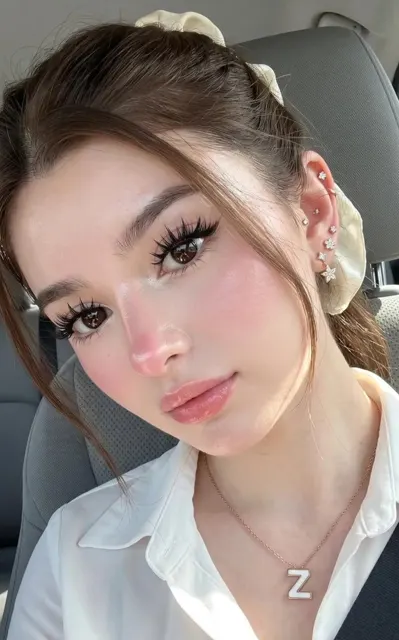 Realistic iphone selfie car interior girl