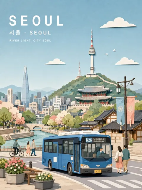 Refined pastel paper collage city travel poster