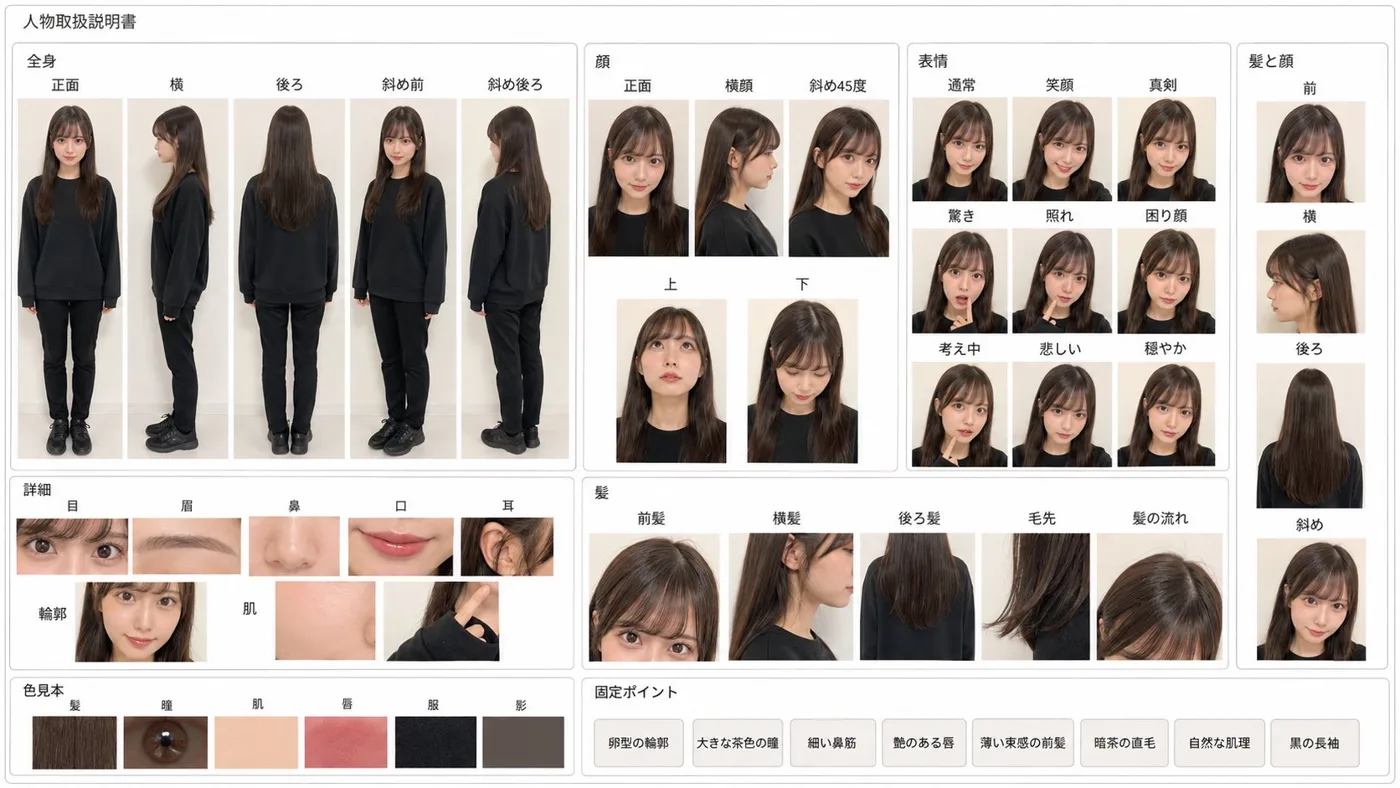 Character instruction manual reproduction consistency — Sonra