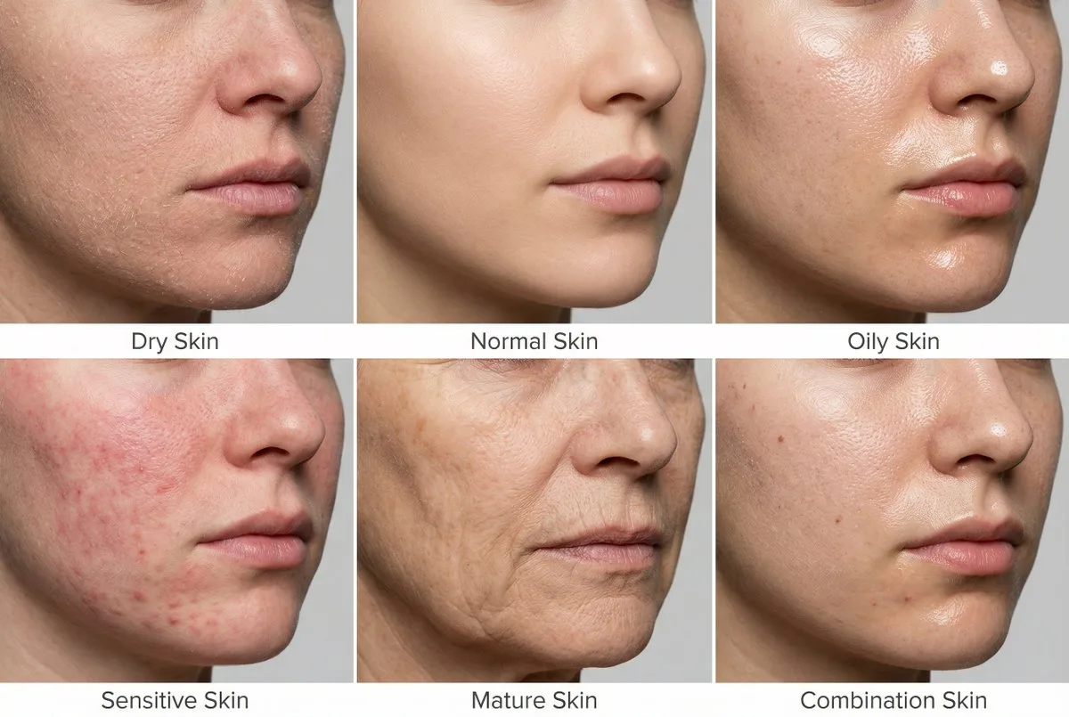 Skin type comparison grid — Sonra