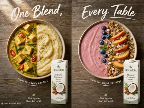 Lunavera premium plant milk campaign poster