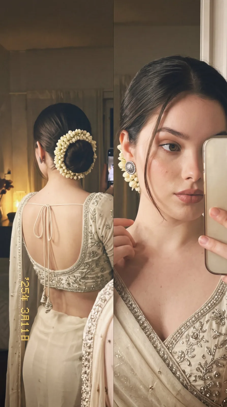 Traditional backless outfit mirror selfie retro film — Sonra