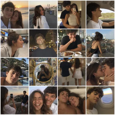 Vintage vacation selfies grid