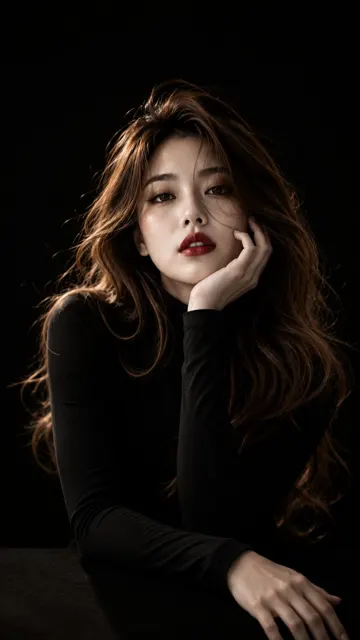 Ultra realistic east asian woman studio portrait