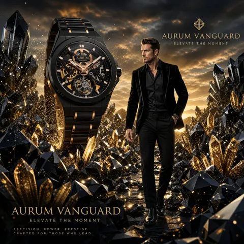Ultra premium luxury watch black diamonds gold crystals
