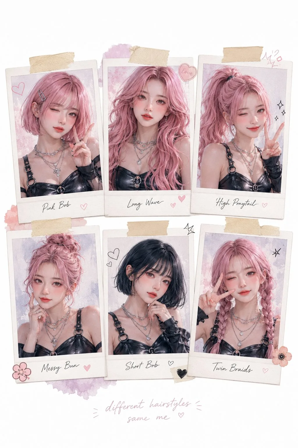 Aesthetic scrapbook collage anime girl portraits — After