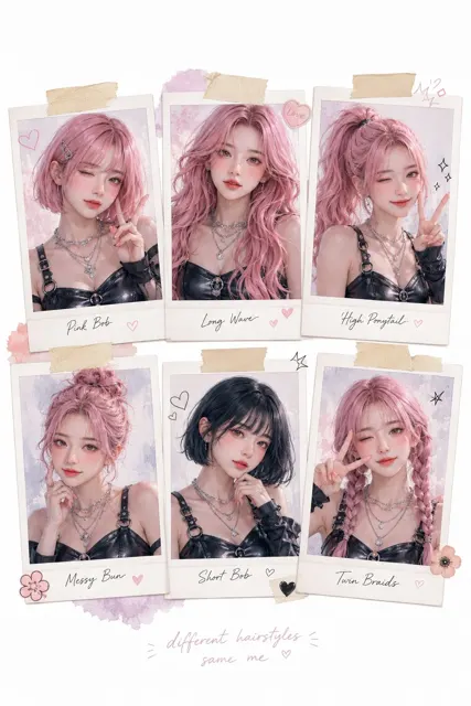 Aesthetic scrapbook collage anime girl portraits