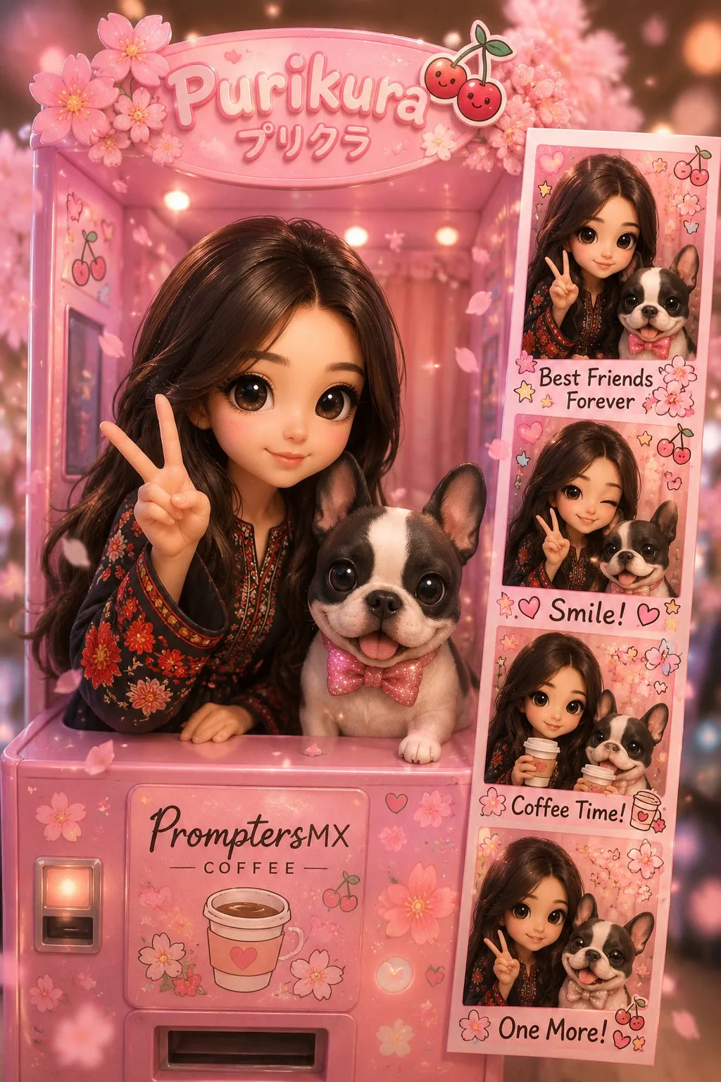 Ultra realistic 3d chibi japanese purikura cherry blossom — Sonra