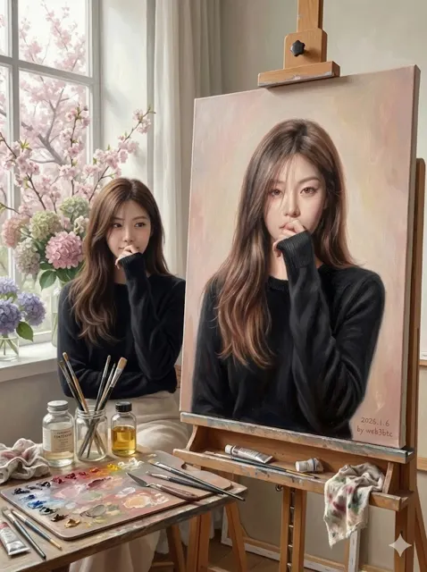 Romantic studio oil painting flowers