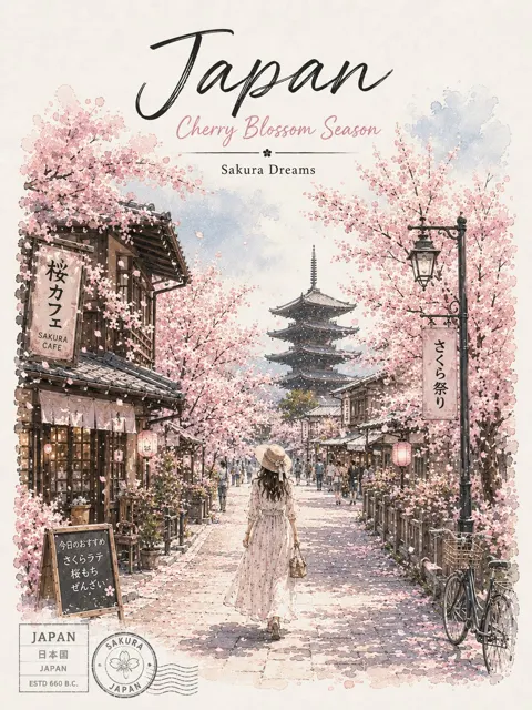 Hokkaido furano lavender vintage travel poster
