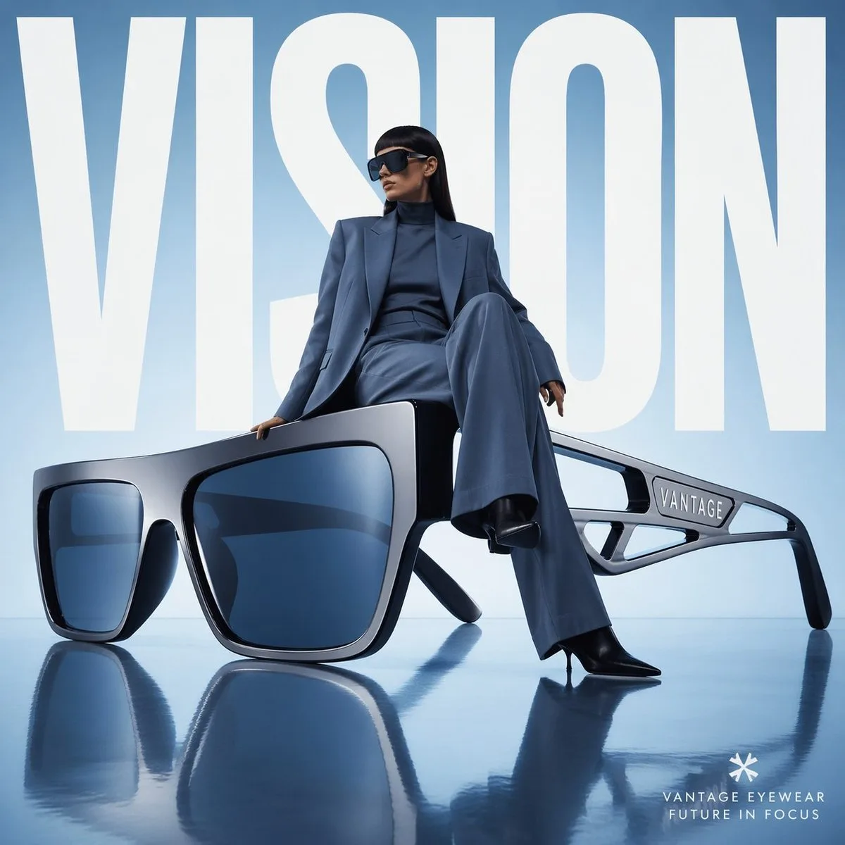 Giant futuristic sunglasses ad — After