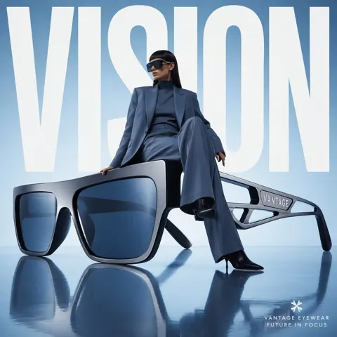 Giant futuristic sunglasses ad