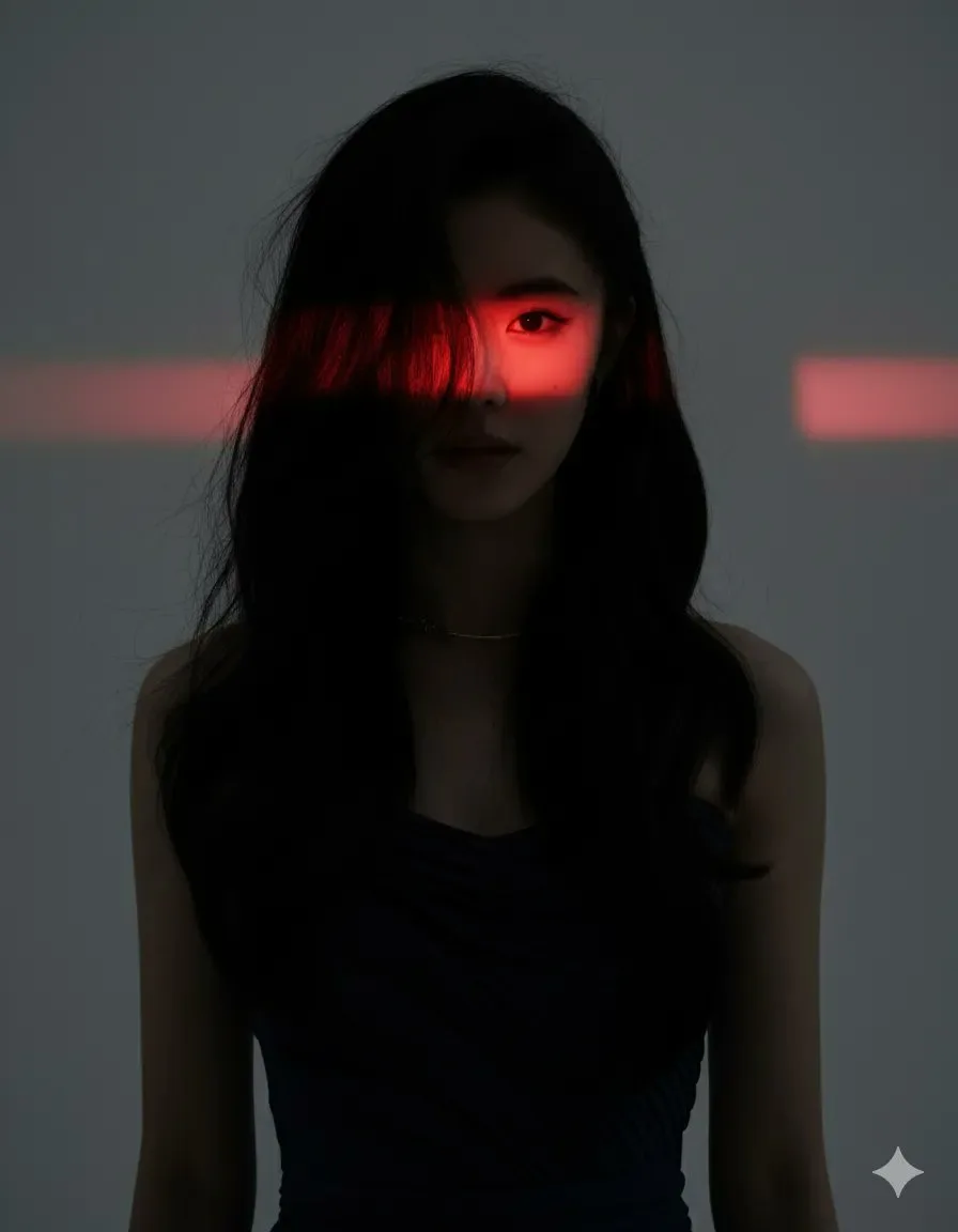 Dark red laser intense girl — Sonra