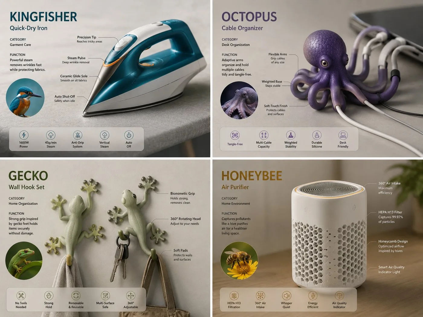 Biomimicry design office products concept grid — Sonra