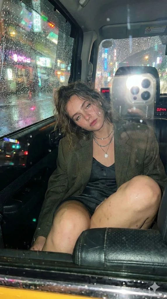 Rainy taxi sleepy girl — Sonra