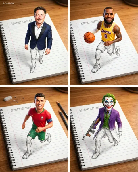Real person popping out of notebook 3d illusion