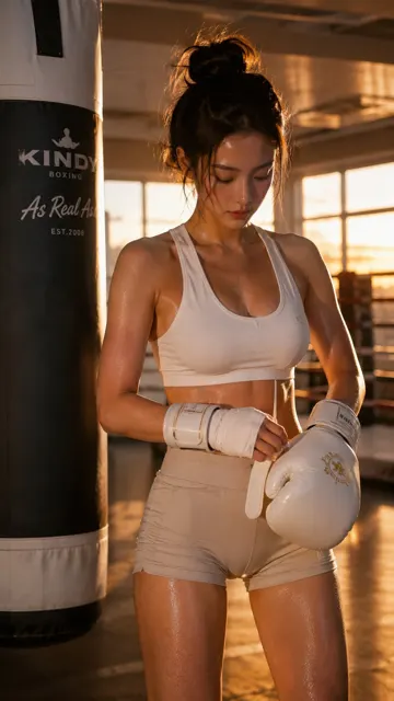 Luxury korean fitness boxing girl portrait