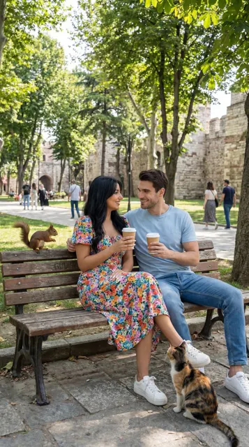 Istanbul spring park coffee romance