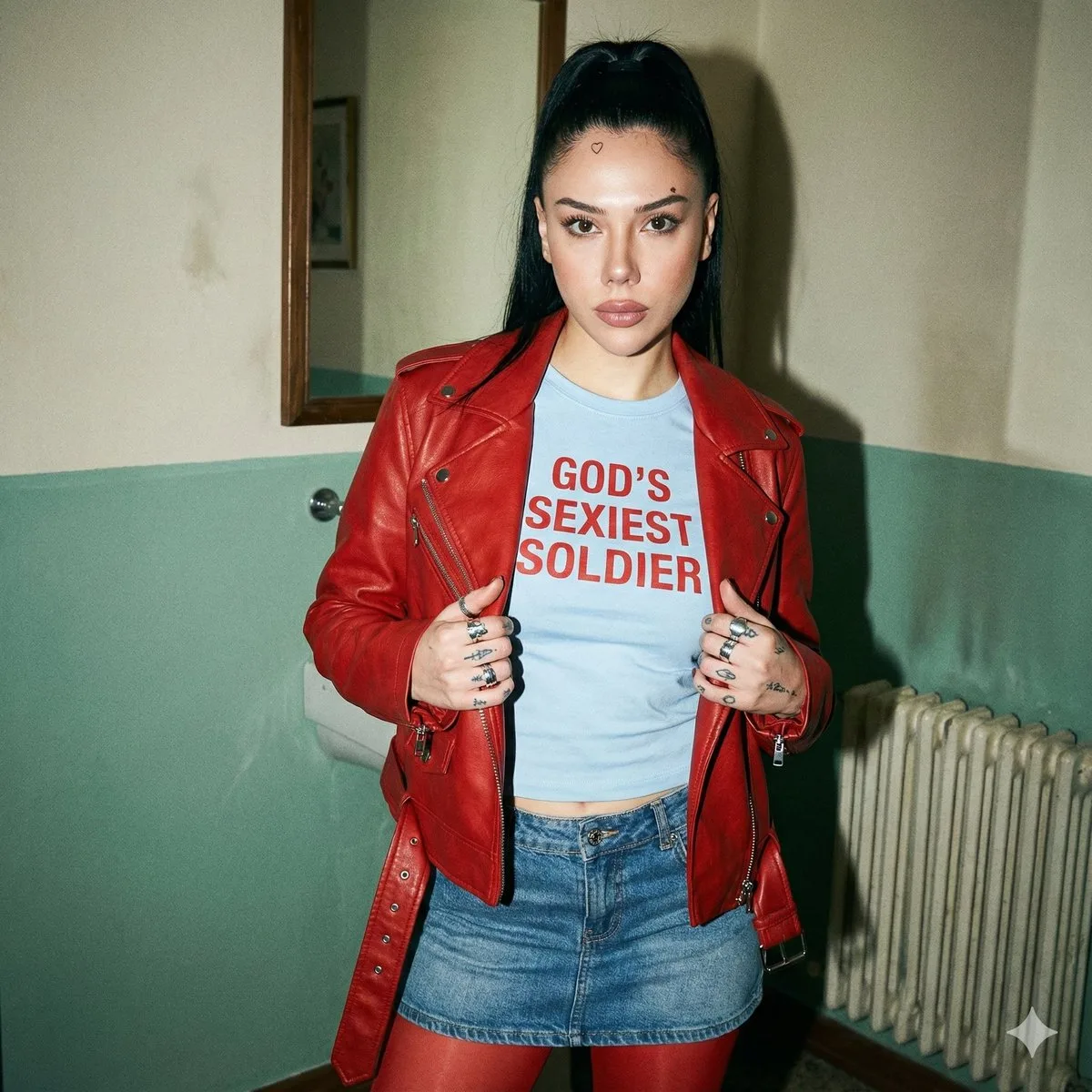 Red leather millennial hottie — Sonra