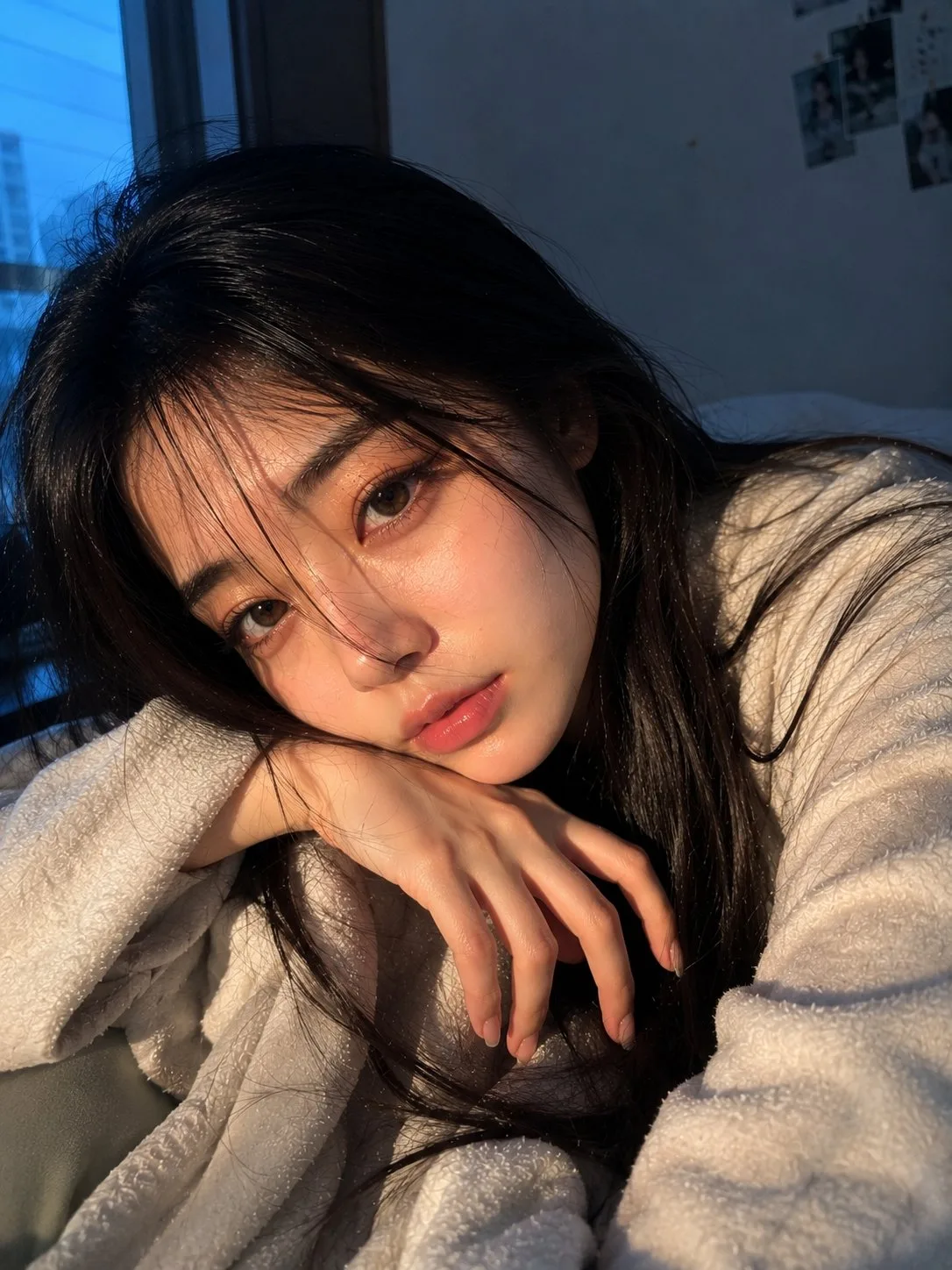 Ultra realistic east asian woman smartphone selfie — Sonra