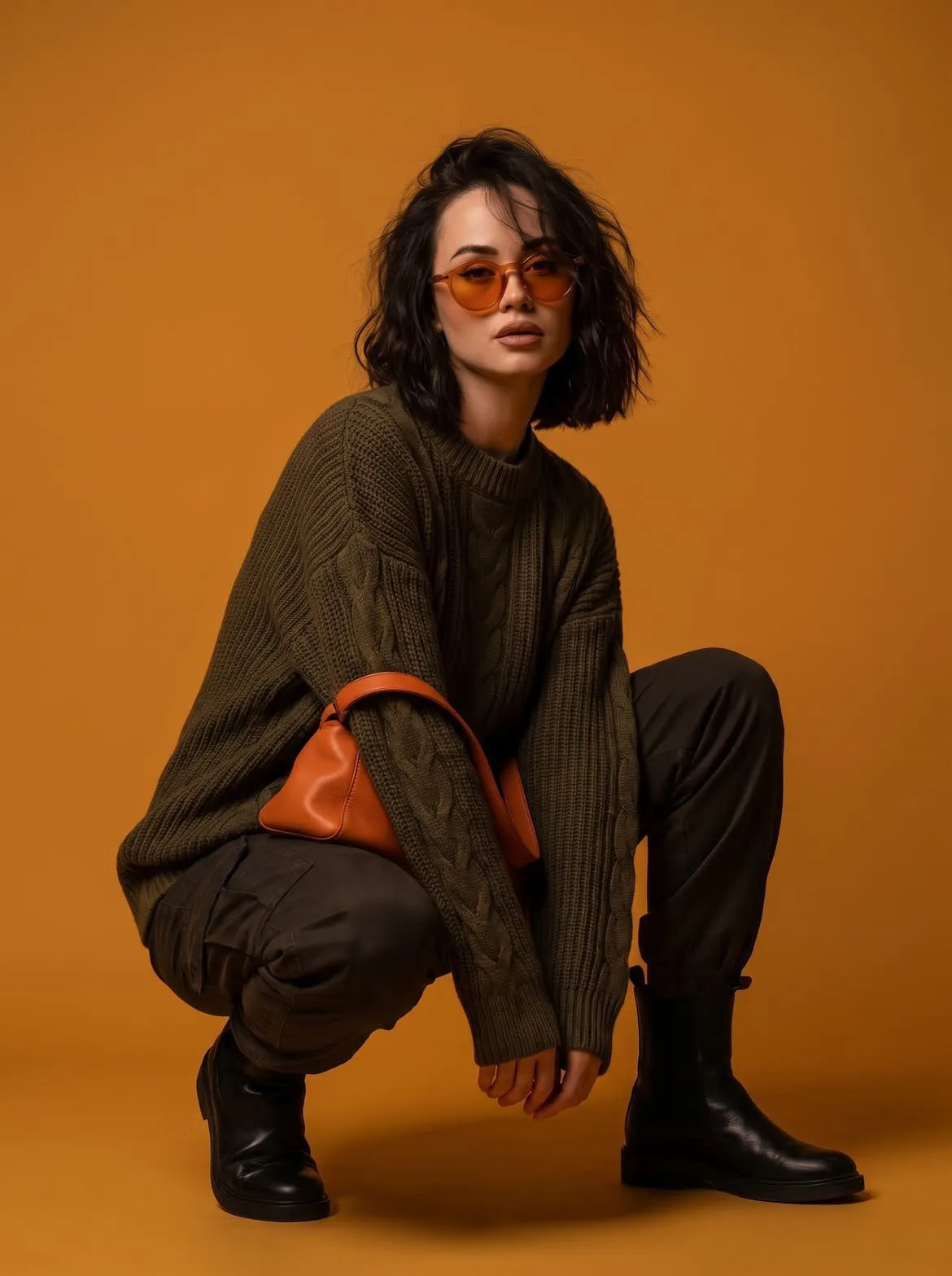 High fashion editorial orange streetwear photoshoot — After