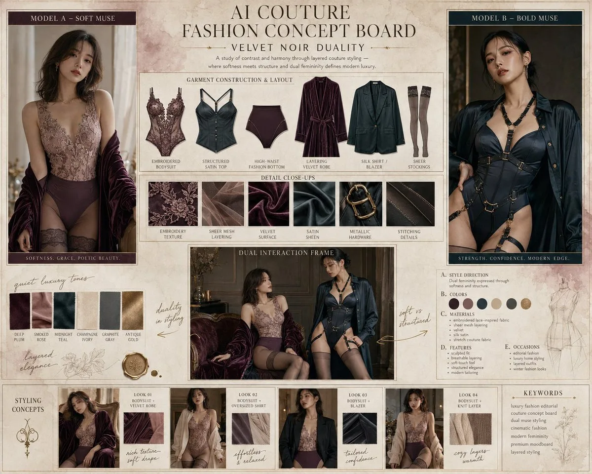 Chinese style ai innerwear set style proposal board — Sonra