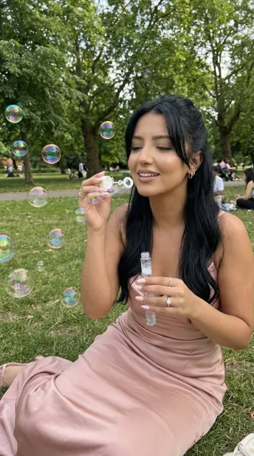Green park pink satin bubbles
