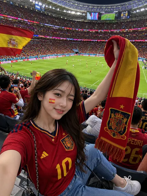 Ultra realistic smartphone selfie spain fan world cup