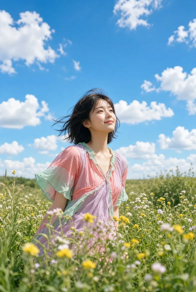 Summer dopamine asian woman portrait — After