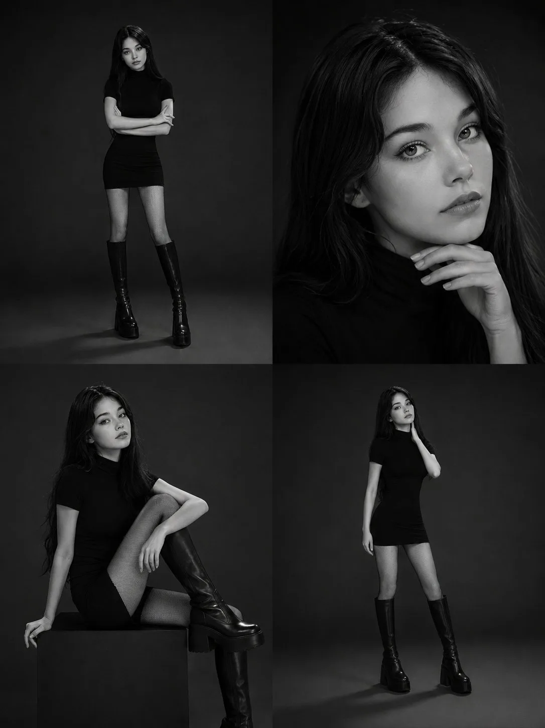 Luxury monochrome editorial collage korean model — Sonra