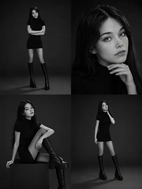 Luxury monochrome editorial collage korean model