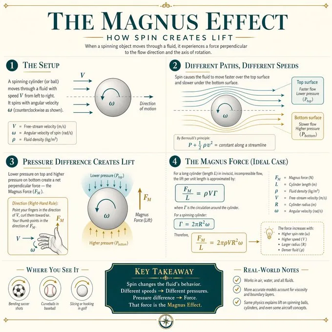 Minimalist magnus effect infographic — Sonra