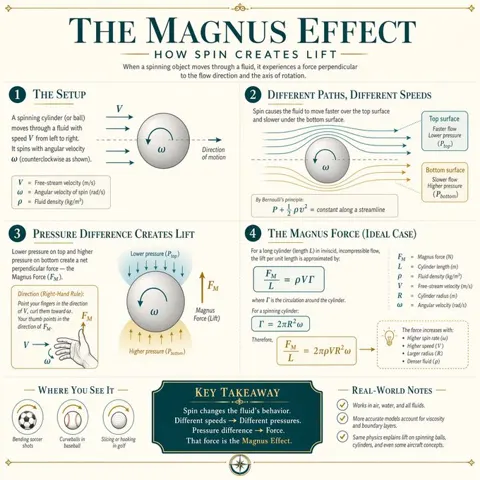 Minimalist magnus effect infographic