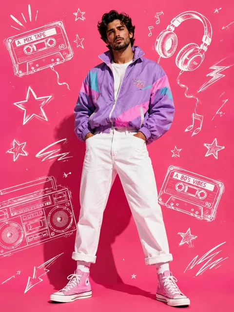1980s retro fashion editorial poster