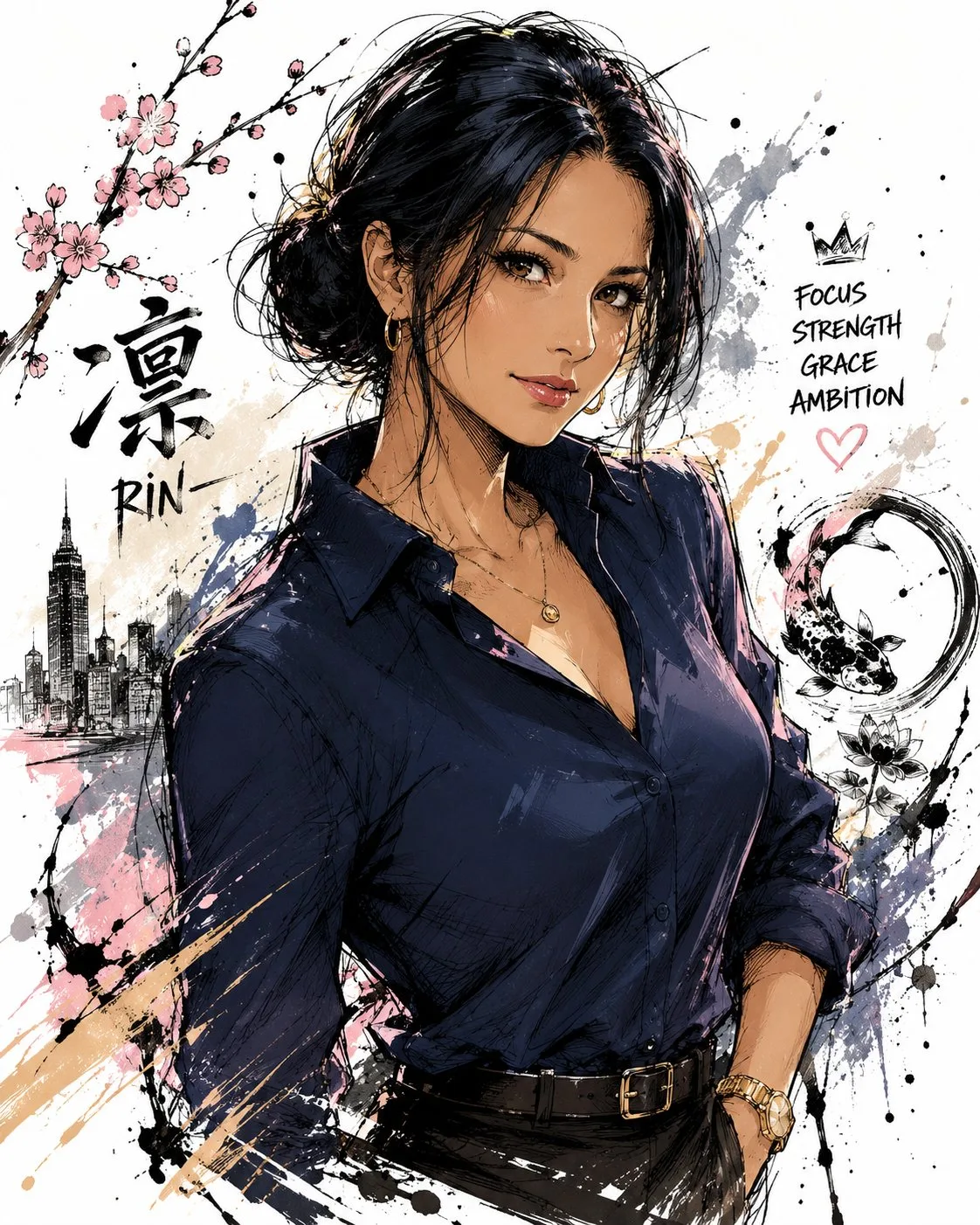 Japanese hand drawn graffiti ink portrait — After