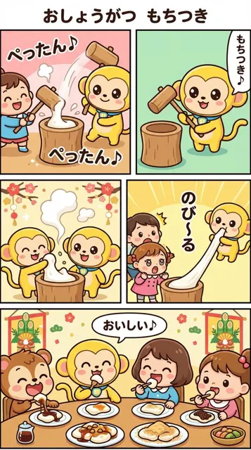Steaming japanese new year mochi