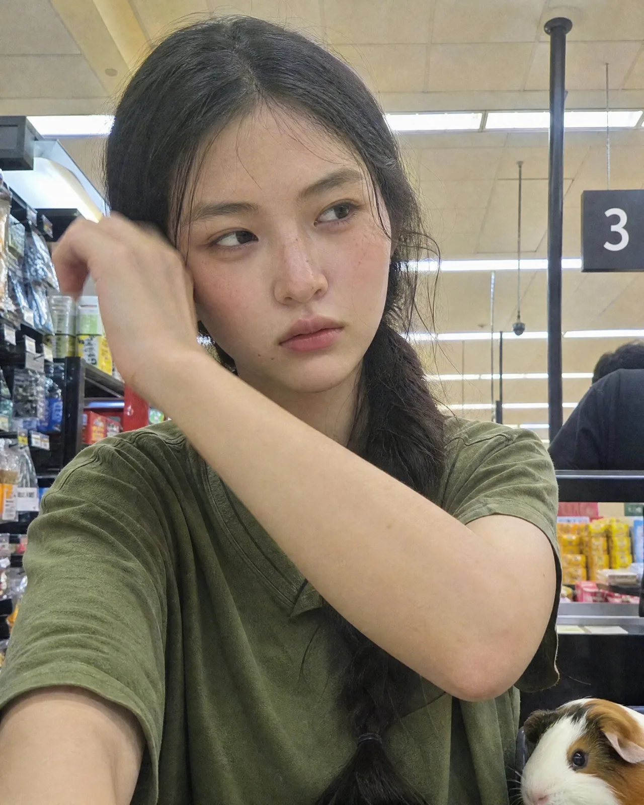 Accidental front cam shot korean woman grocery store — Sonra