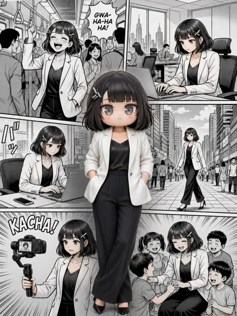 Professional woman manga collage portrait
