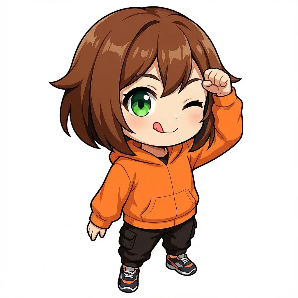 Chibi girl tehepero closeup — After