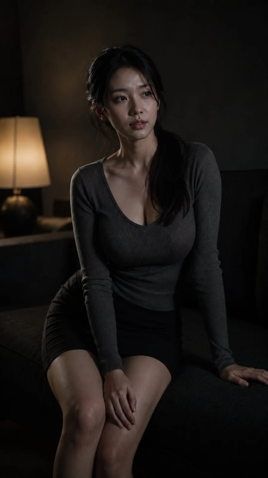 Cinematic low key oriental female portrait photography — After