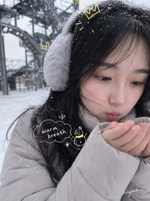 Winter park snow cute girl mobile photography