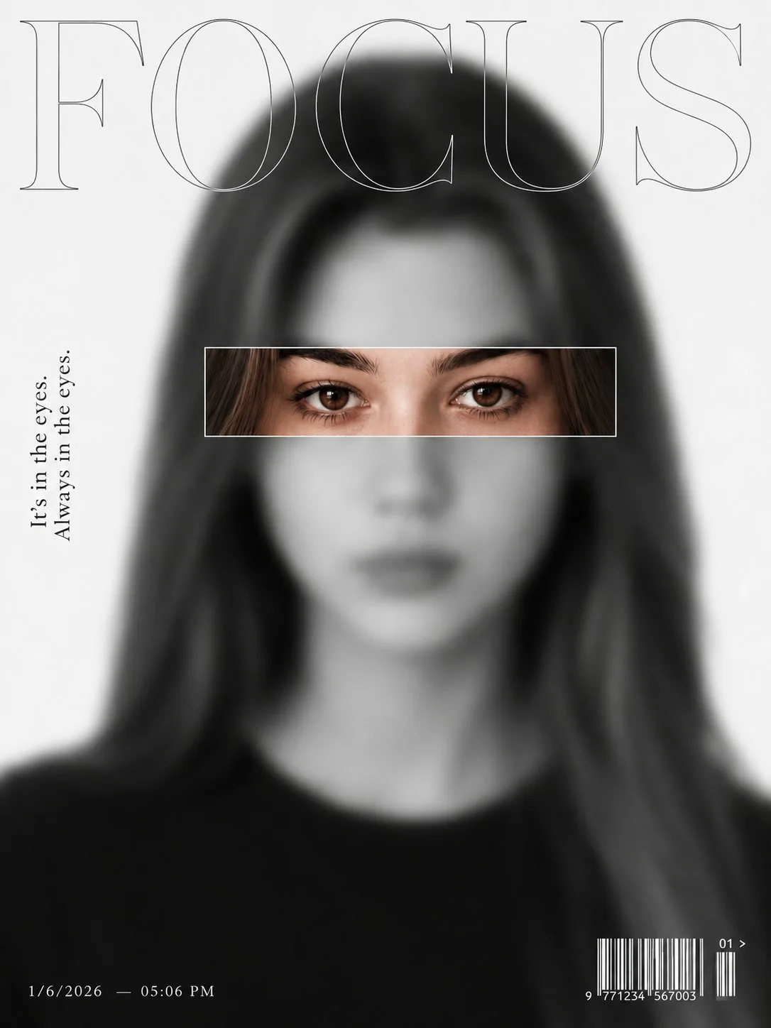 Minimalist vogue style eye focus prompt — Sonra